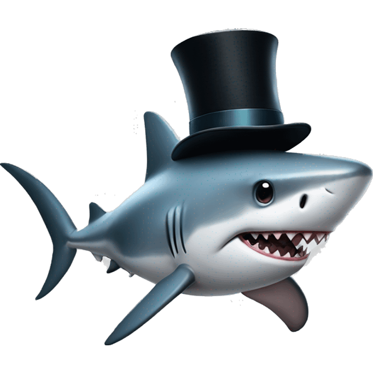 Shark with a top hat emoji