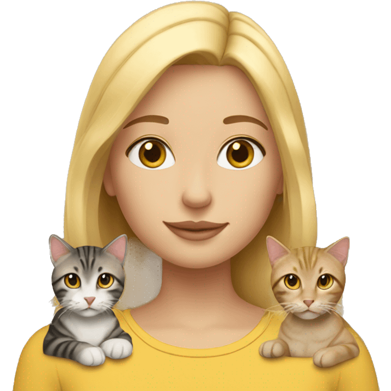 Blonde girl with two tabby cats emoji