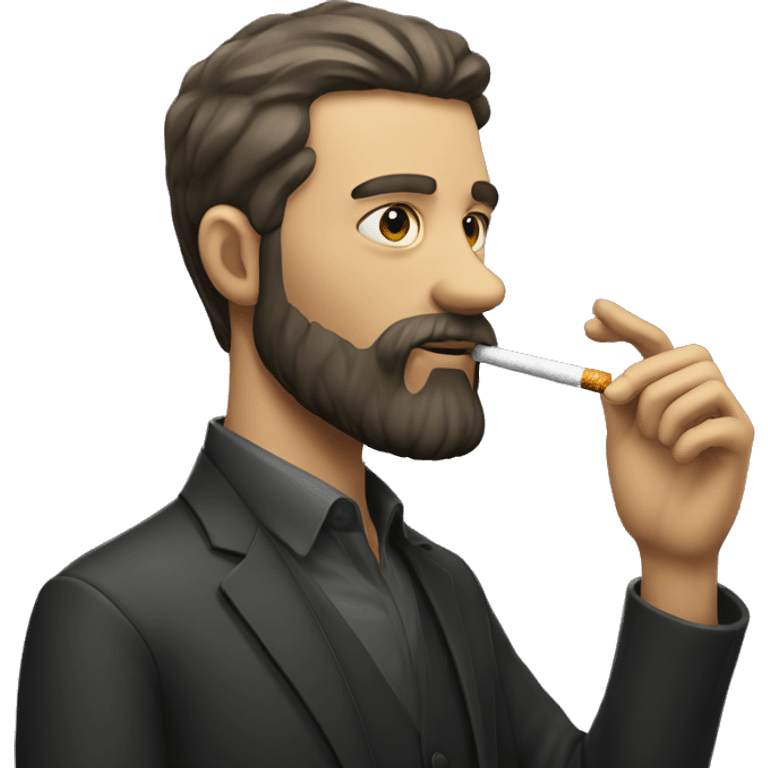 Man with beard smoking cigarette emoji