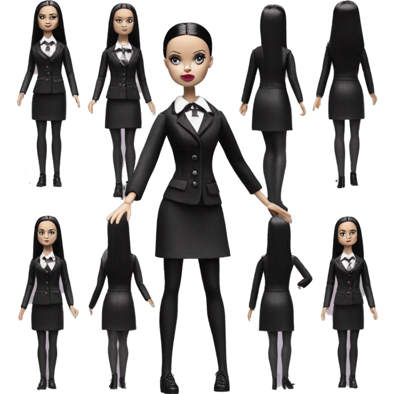 Clean gothic Wednesday Addams Barbie. Creepy , show full body  emoji