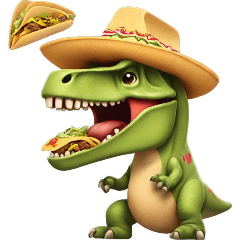 T-Rex with tacos emoji