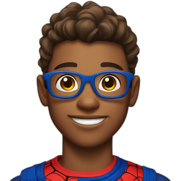 A handsome teen boy in a spiderman suit emoji