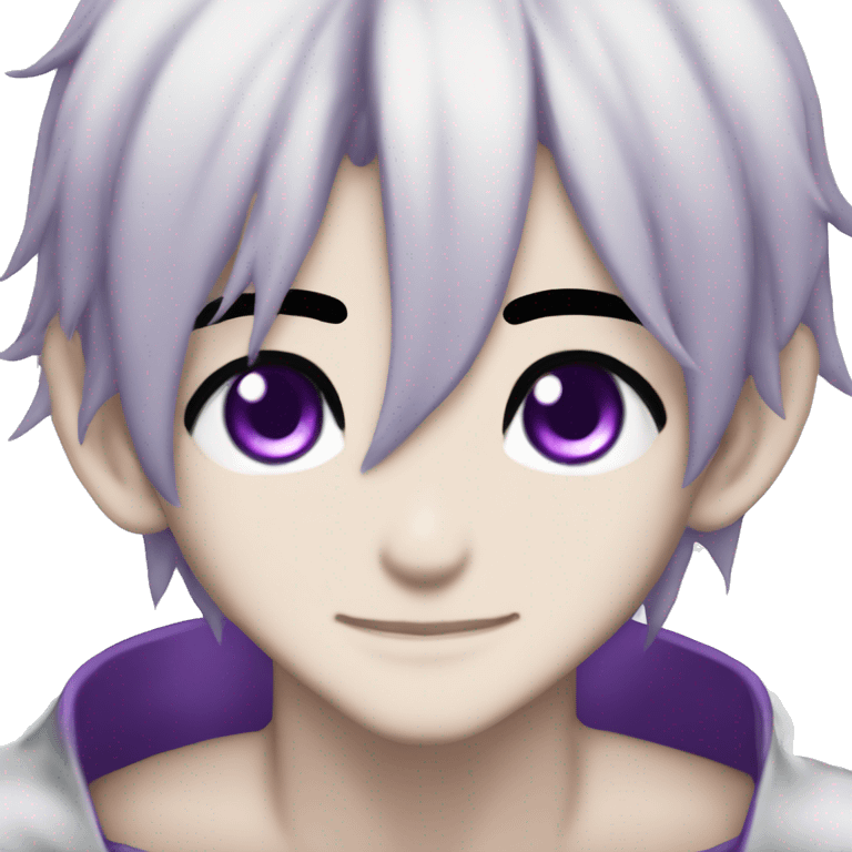 Gojo purple eyes Anime black_hair boy_bangs Elf_ears emoji