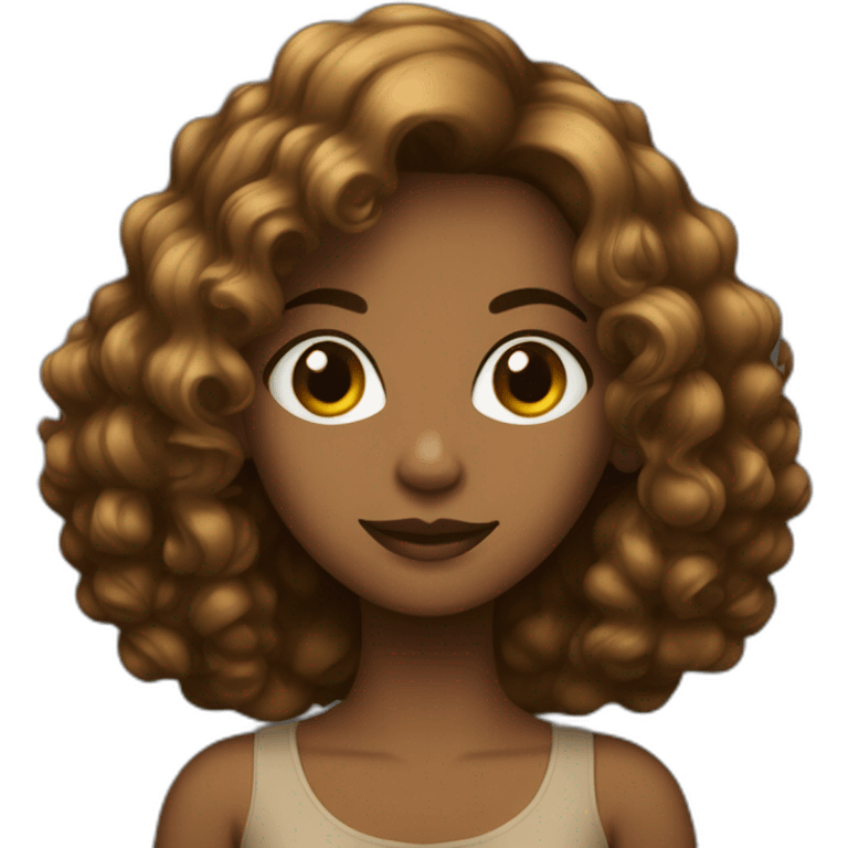 Mulher de vestido preto e cabelo castanho emoji