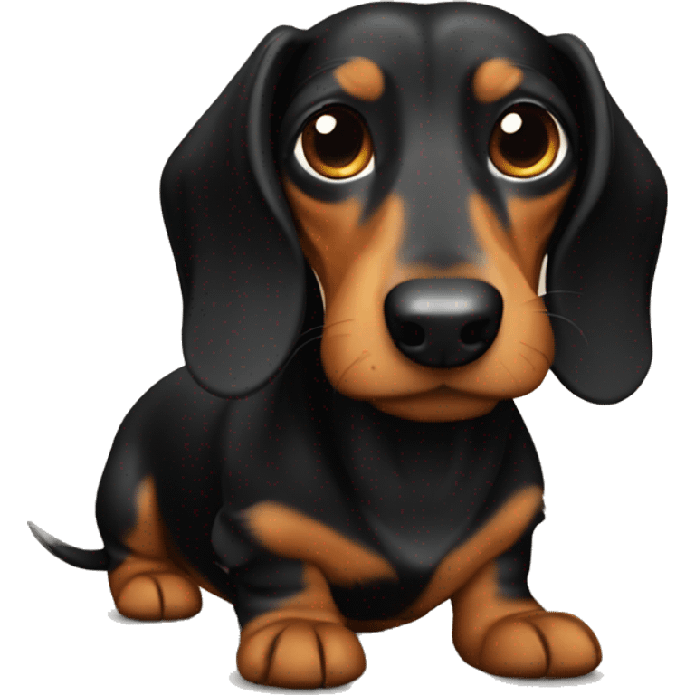 Black and tan long haired dachshund  emoji