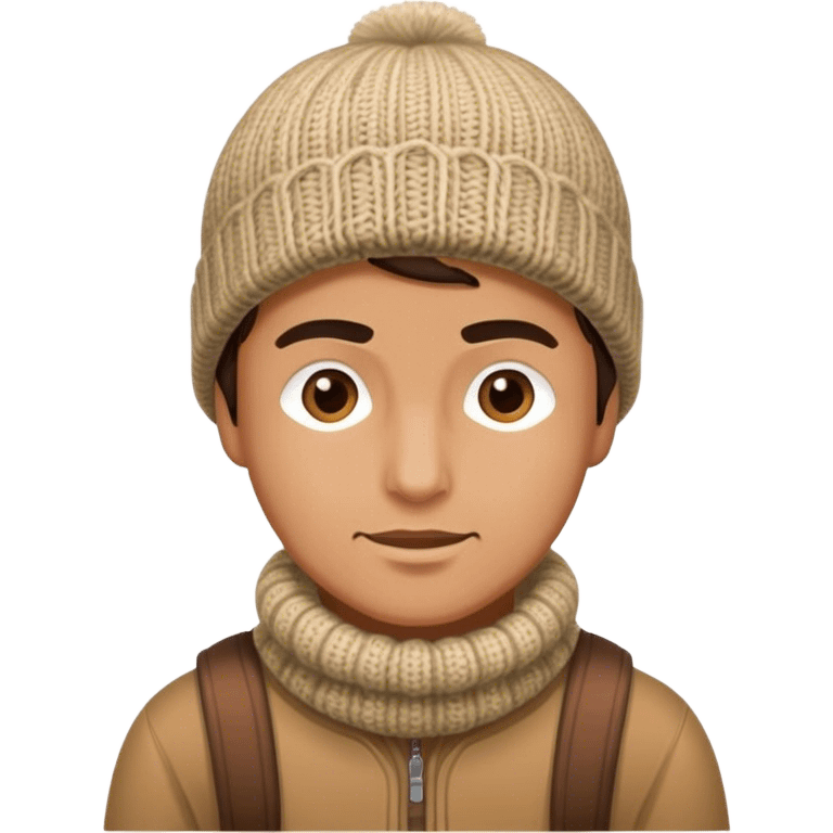 man in outdoor wither clothes and knited hat emoji