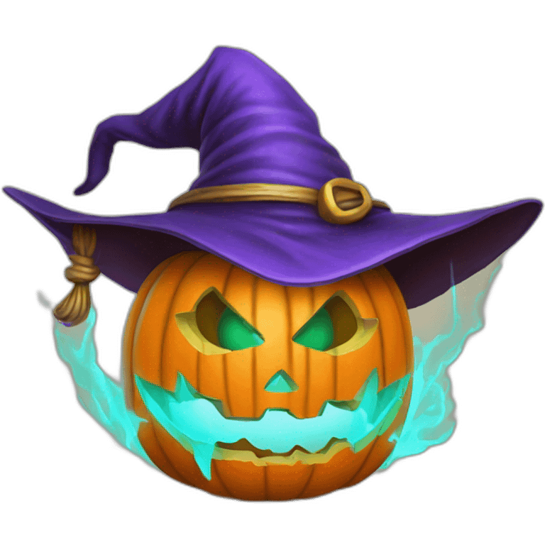 jack-o-lantern wearing wizard hat emoji