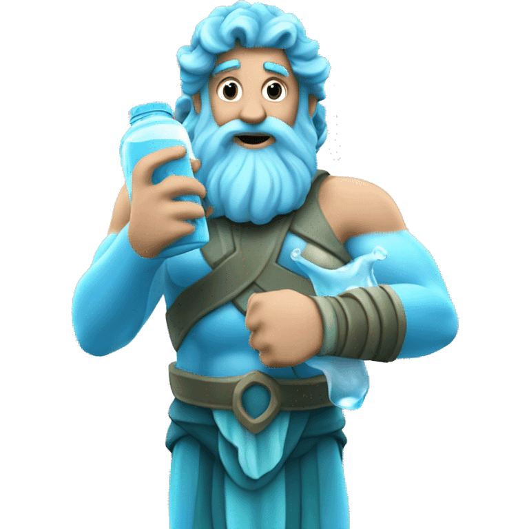 Poseidon holding a water bottle  emoji