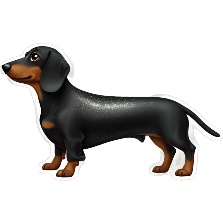 black dachshund with glitter emoji