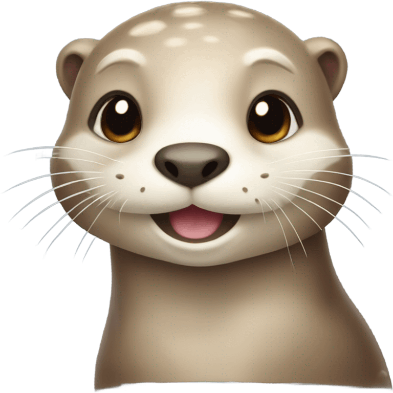 A cute and happy-looking otter face wearing seashell accessories. emoji