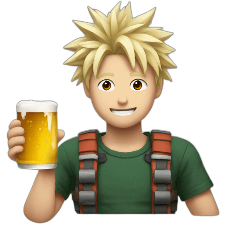 bakugo avec une bière emoji