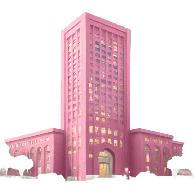 pink university building looking like a skyscraper emoji