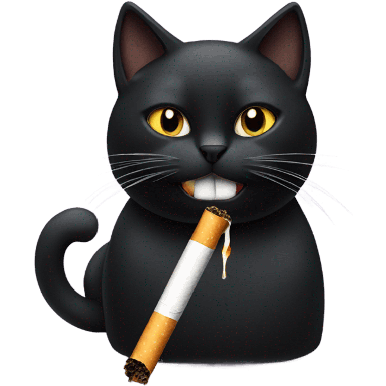 Black cat with a cigarette in its mouth emoji