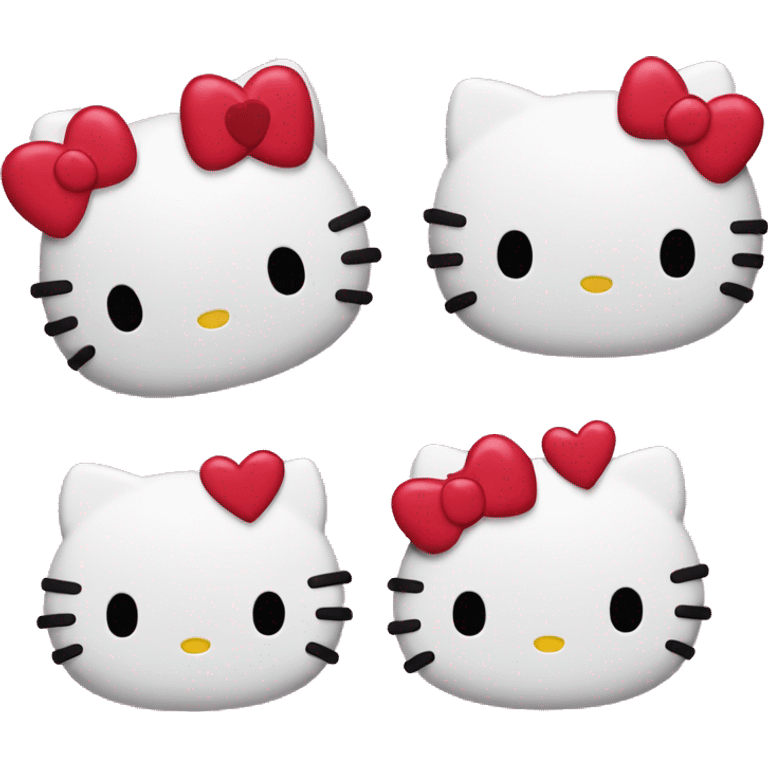 Hello kitty with three hearts on her head emoji