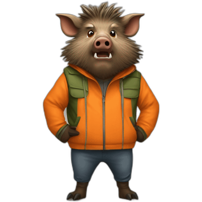 ANGRY wild boar with orange jacket emoji