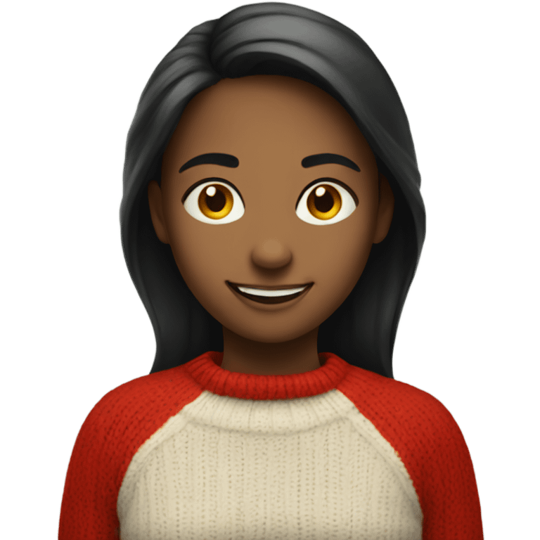 smiling girl in red sweater emoji