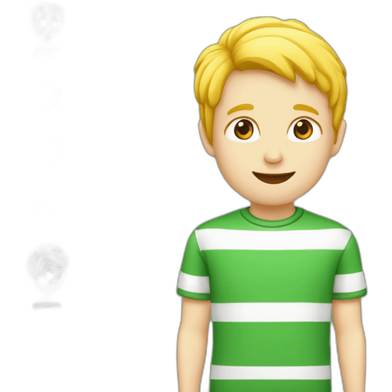 Jongen met verticaal groen wit gestreept shirt emoji