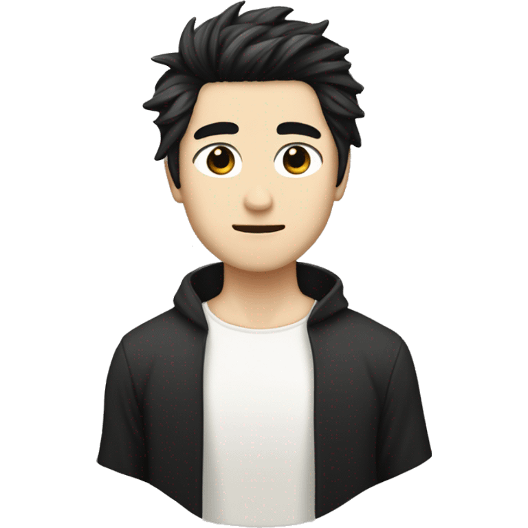 white skin color japanese man with black anime hair, make it from shoulders and create only one emoji emoji