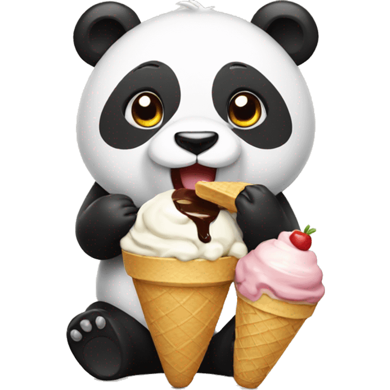 Panda eating ice cream emoji