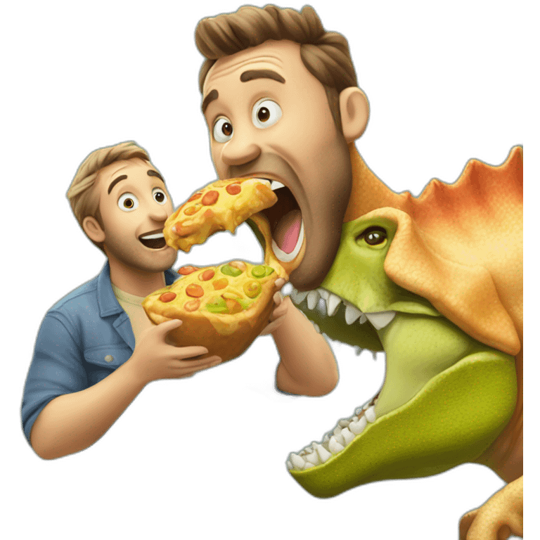 crazy man eating perogis on a dinosaur emoji