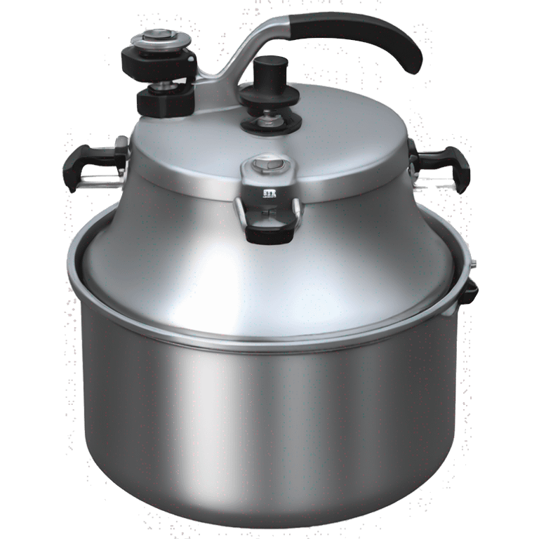 Stainless steel pressure pot, with black gights, 3 clamps on the cover,  on the knob emoji