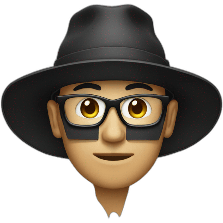 Hacker wearing blach hat emoji