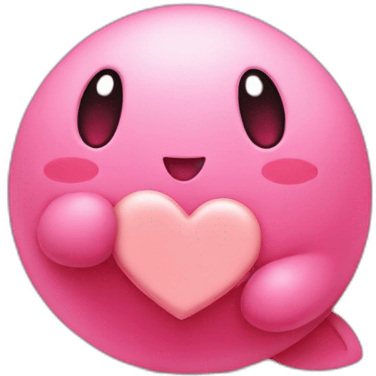 Kirby holding a heart emoji