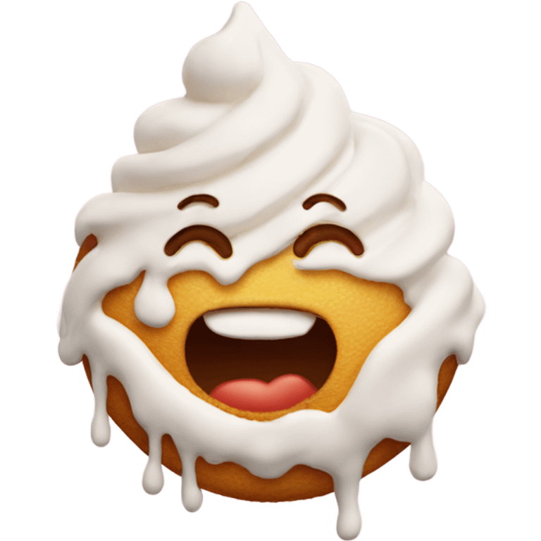 Smiling face covered with frosting emoji