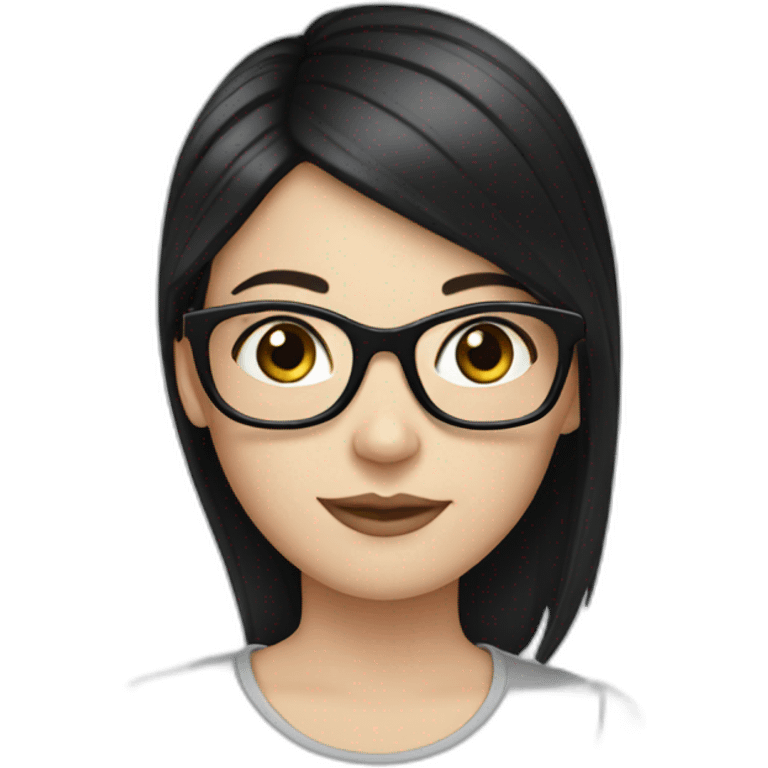 A white girl with black hair wearing a glasses  emoji