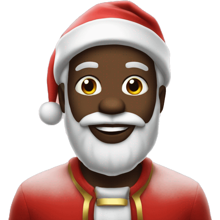 Black Santa up in the sky emoji