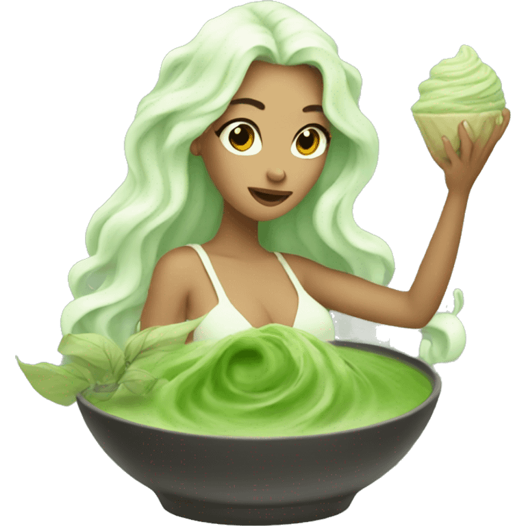 siren holding a matcha emoji