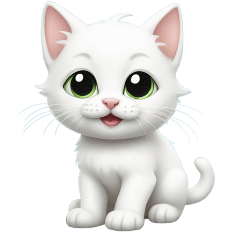 Cute White kitten sighing heavily with a little bubble coming out of its nose emoji