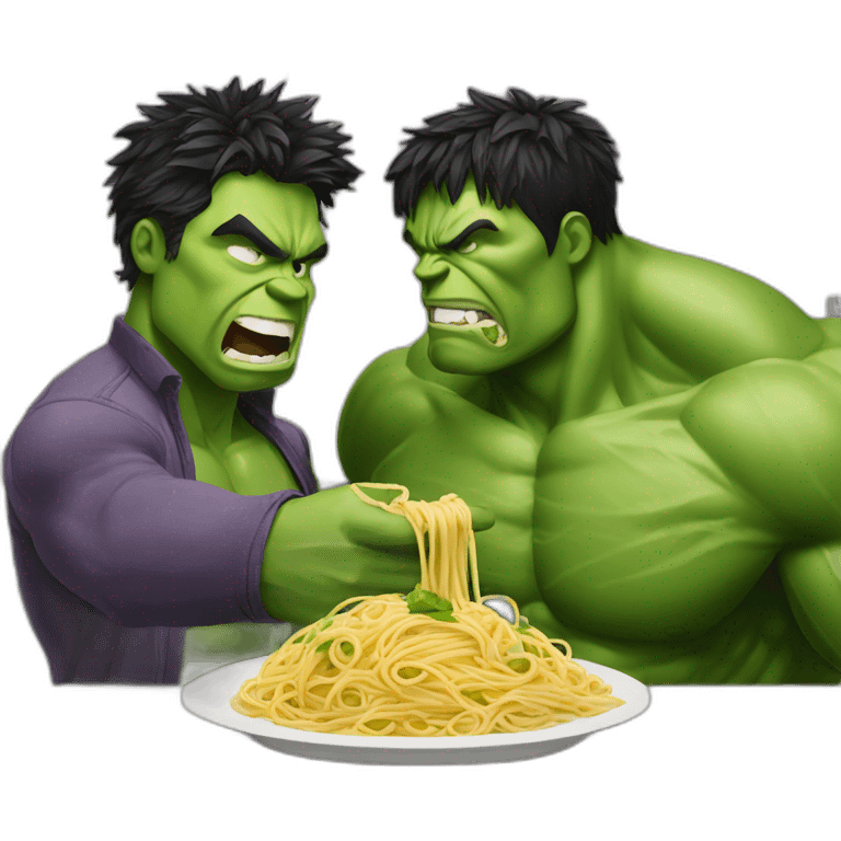 hulk and thop eating spaghetti emoji