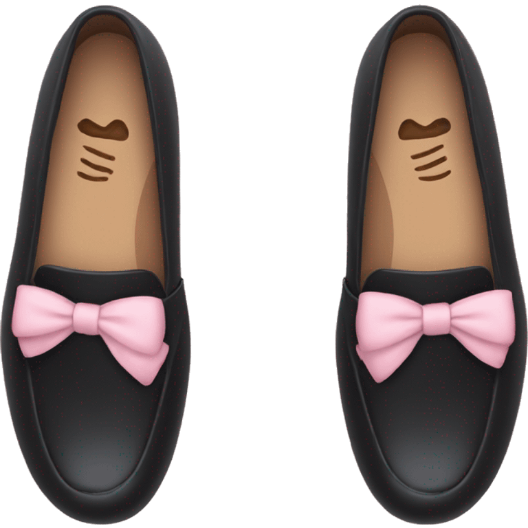 Black loafers with soft pink bow emoji