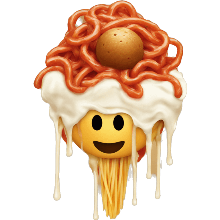 spaghetti with ice cream replacing the meat balls emoji