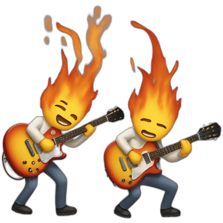 two guitarists burning their instruments emoji