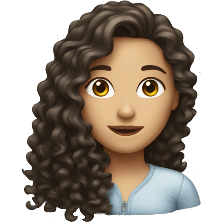 A brunette girl with long curly hair emoji