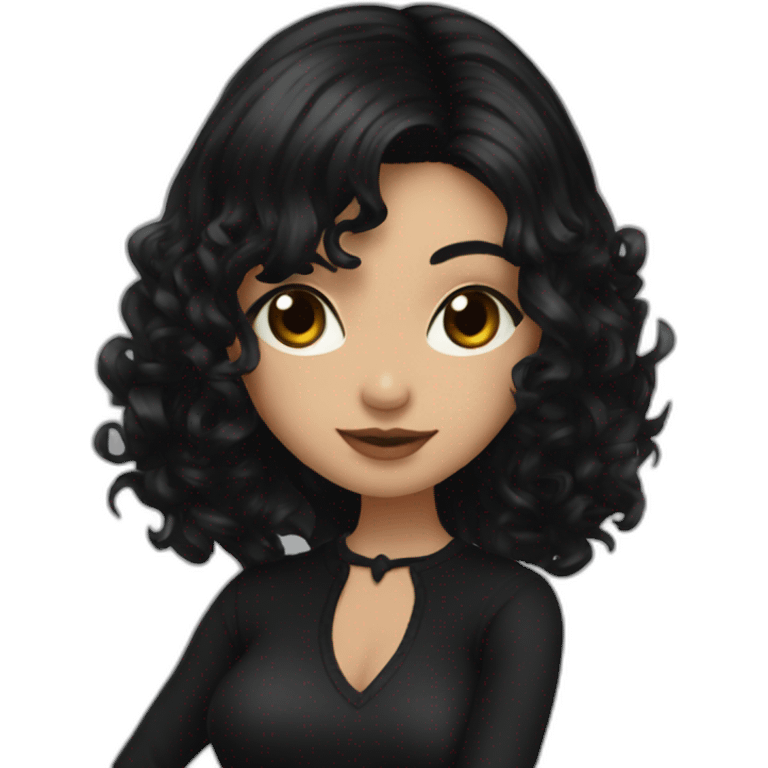 Latina-goth-girl-with-black-hair-and-brown-eyes--dancing emoji