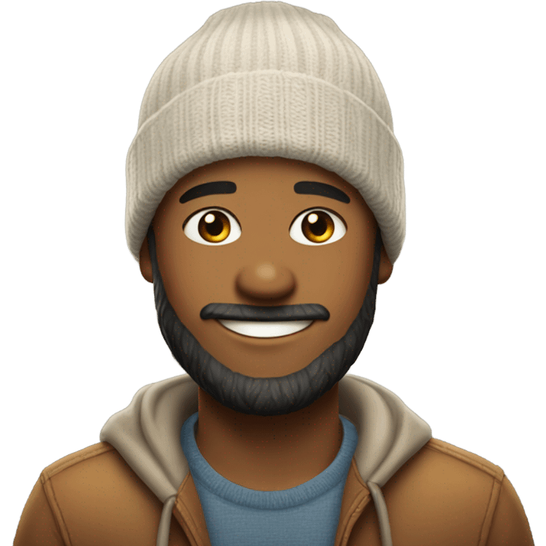 smiling bearded boy in beanie emoji