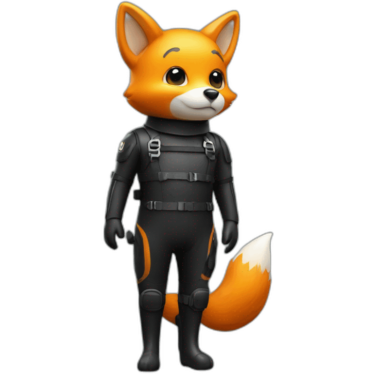 fox in black rubber shiny diving suit emoji