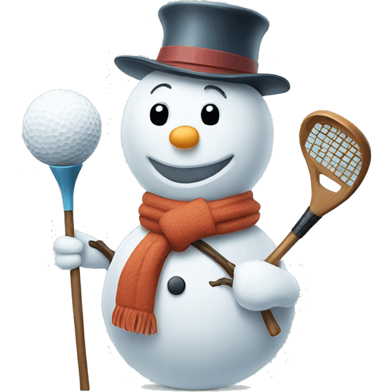 Snowman holding golf club emoji