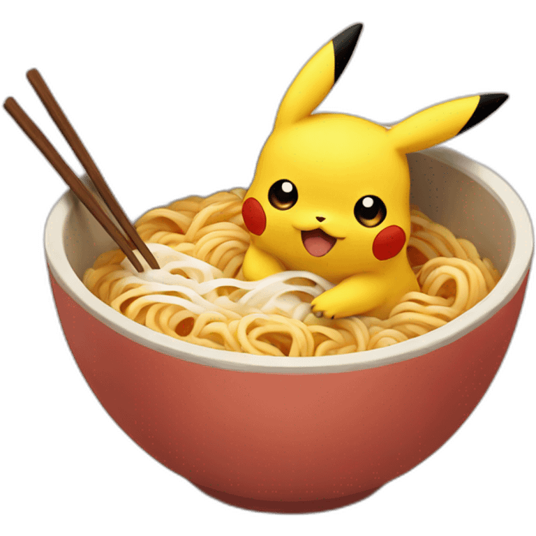 pikachu eats ramen emoji