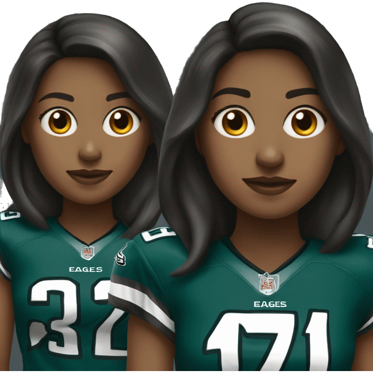 small brunette female wearing a philadelphia eagles jersey emoji