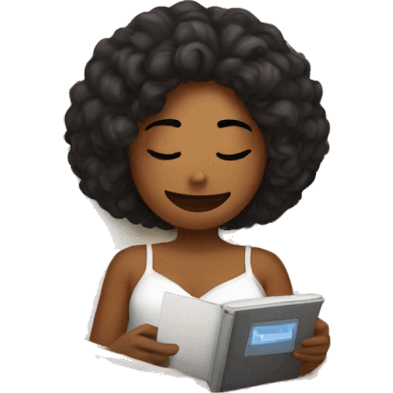 Girl in bed with kindle  emoji