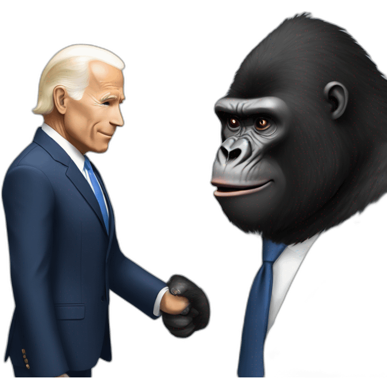 Gorilla wearing a suit meeting with Joe Biden emoji