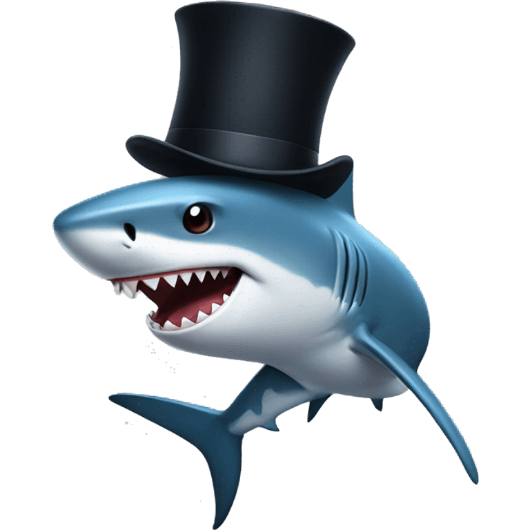 Shark with a top hat emoji