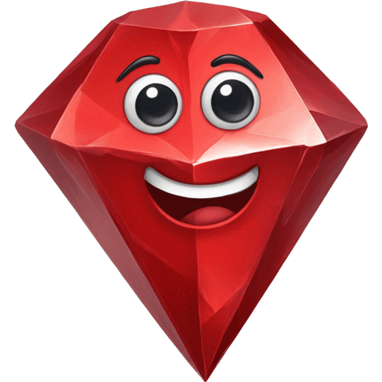 Hand drawn red diamond with happy eyes emoji