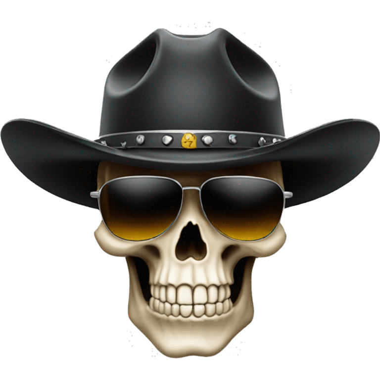 skull wearing sunglasses and a black cowboy hat emoji