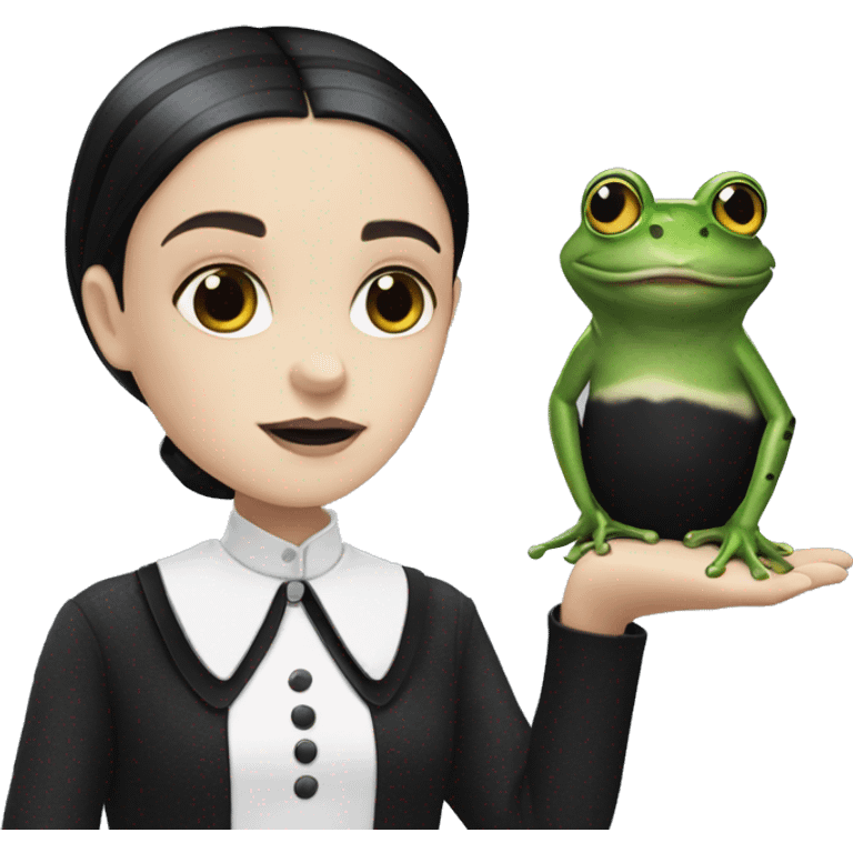 Wednesday Addams with a Frog emoji