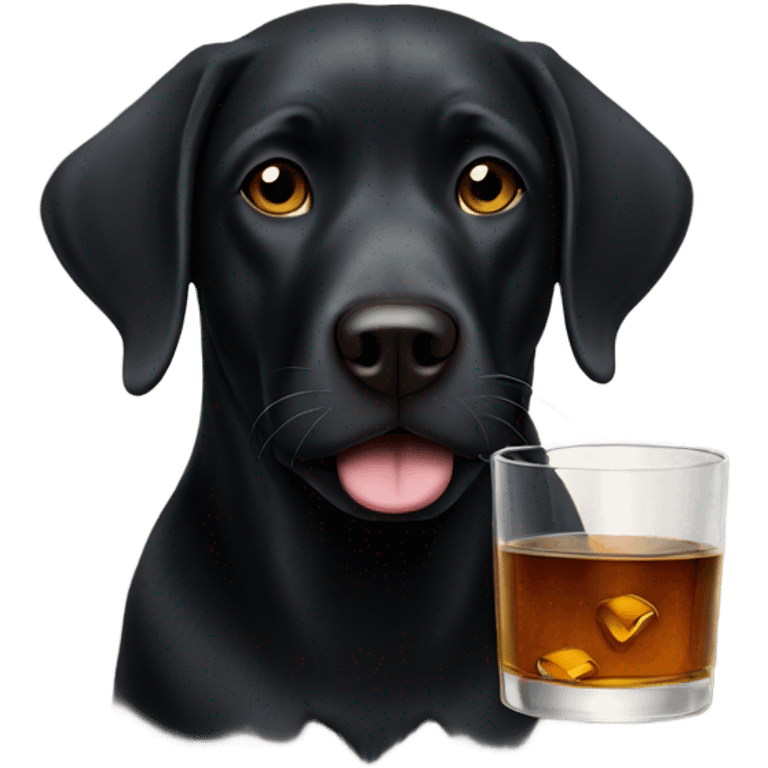 Black Labrador drinking whiskey  emoji